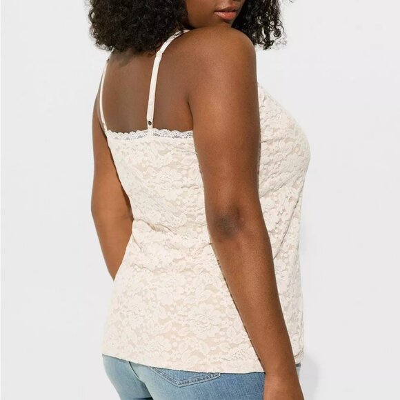 Torrid Cami Tank Top 5X Ivory All Over Stretch Textured Lace Layering Plus Size - Picture 4 of 4
